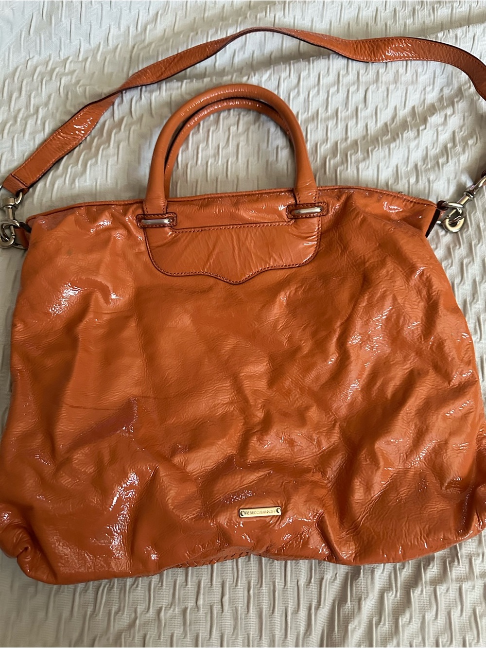 Rebecca Minkoff Orange Patent Tote with Detachable Strap